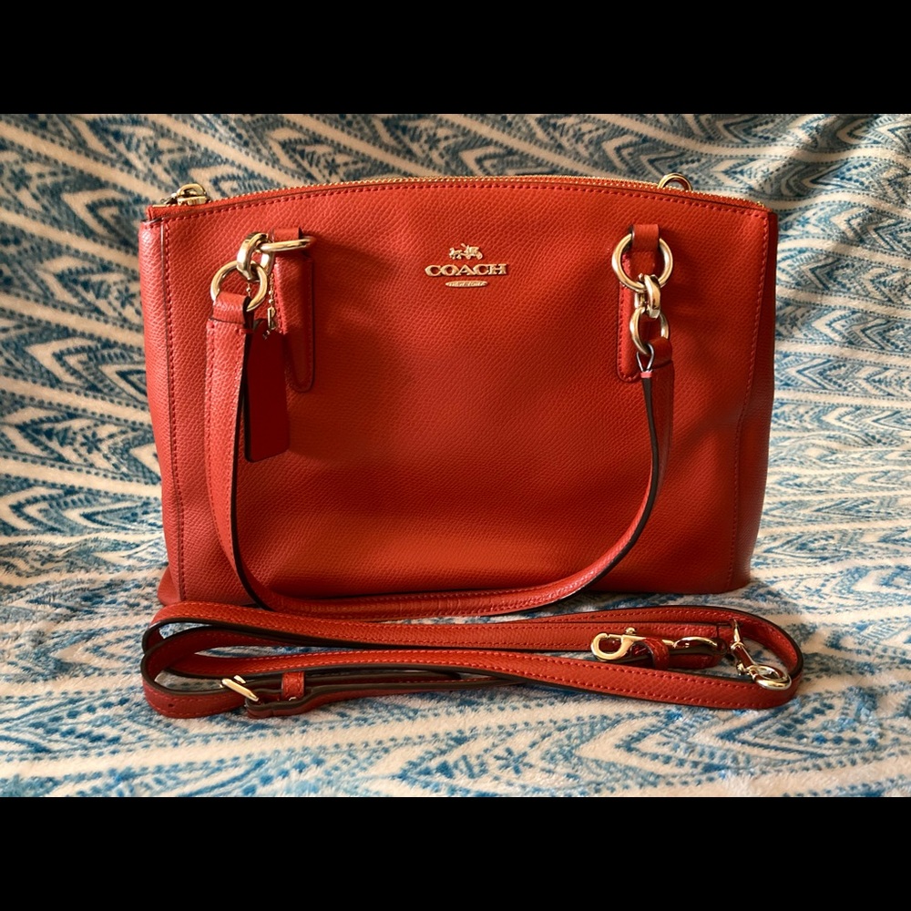 Coral coach purse